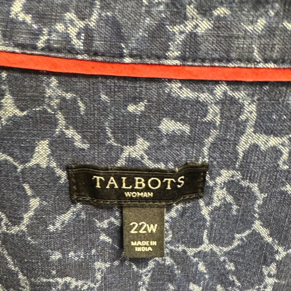 Talbots Blue Patterned Button Down Shirt - image 8